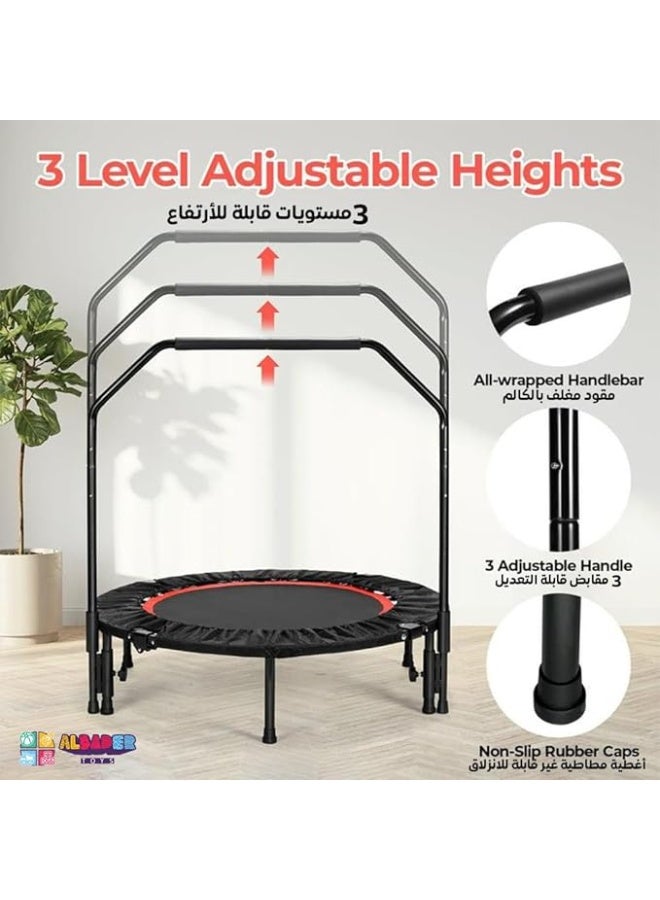 AL BADER Fitness Trampoline - Fitness Pro Trampoline 40 Inch, Trampoline With Adjustable Bar, Exercise Trampooline Suitable For Adults & Children, Indoor Rebounder trampoline Jumping Workouts - Image 2